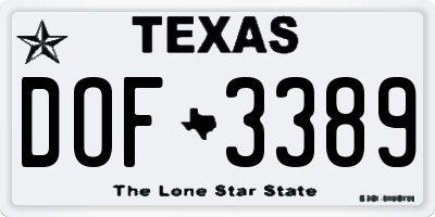 TX license plate DOF3389