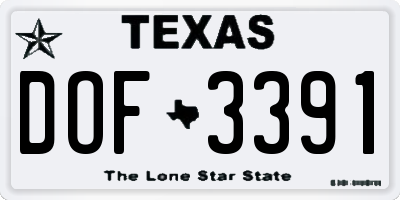 TX license plate DOF3391