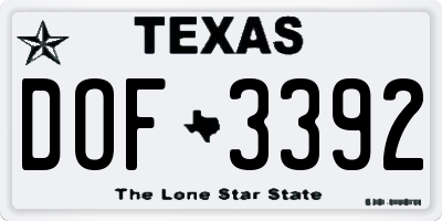 TX license plate DOF3392