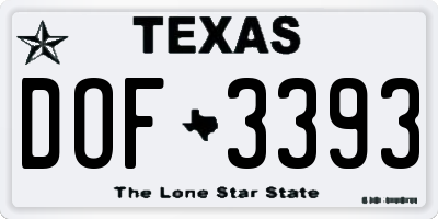 TX license plate DOF3393