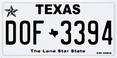 TX license plate DOF3394