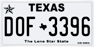 TX license plate DOF3396