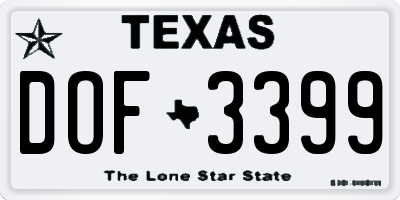 TX license plate DOF3399