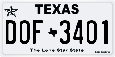 TX license plate DOF3401