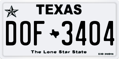 TX license plate DOF3404