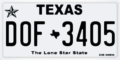 TX license plate DOF3405