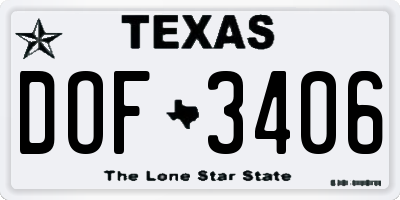 TX license plate DOF3406