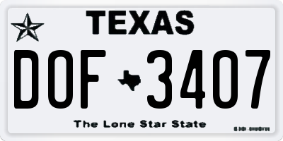 TX license plate DOF3407