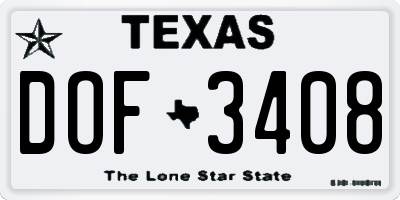 TX license plate DOF3408