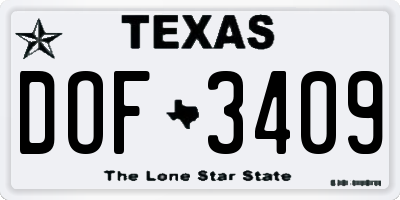 TX license plate DOF3409