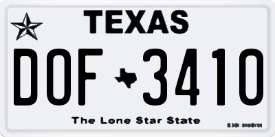 TX license plate DOF3410