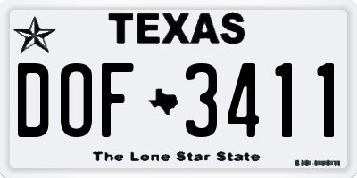 TX license plate DOF3411