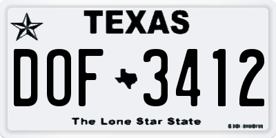 TX license plate DOF3412