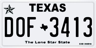 TX license plate DOF3413