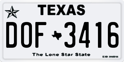 TX license plate DOF3416
