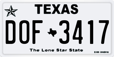 TX license plate DOF3417