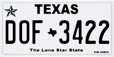 TX license plate DOF3422