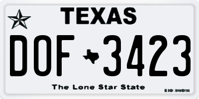 TX license plate DOF3423