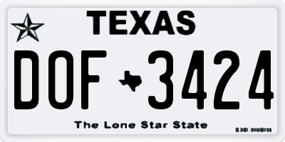 TX license plate DOF3424