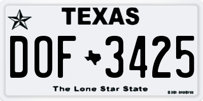 TX license plate DOF3425