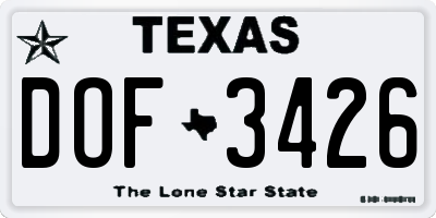 TX license plate DOF3426