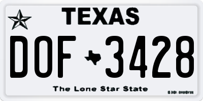 TX license plate DOF3428