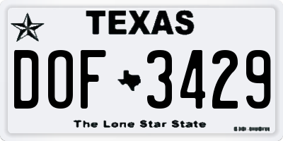 TX license plate DOF3429