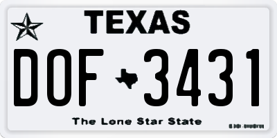 TX license plate DOF3431