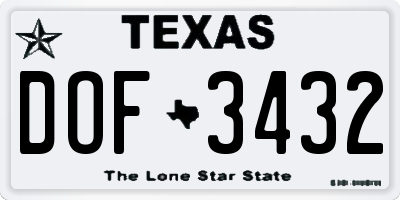 TX license plate DOF3432
