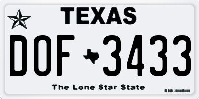 TX license plate DOF3433