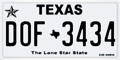 TX license plate DOF3434