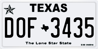 TX license plate DOF3435