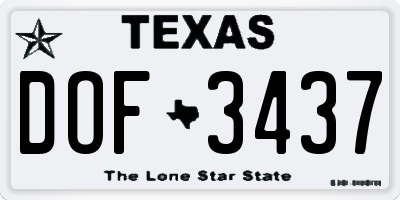 TX license plate DOF3437