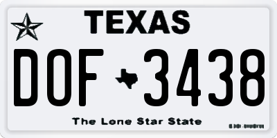 TX license plate DOF3438
