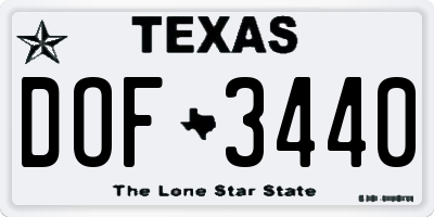 TX license plate DOF3440
