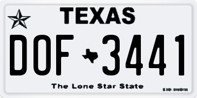 TX license plate DOF3441