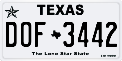 TX license plate DOF3442