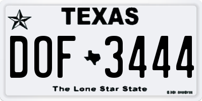 TX license plate DOF3444