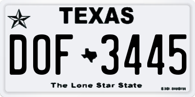 TX license plate DOF3445