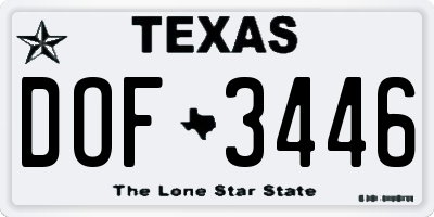 TX license plate DOF3446