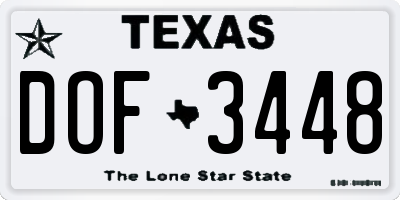 TX license plate DOF3448