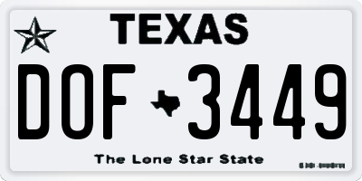 TX license plate DOF3449