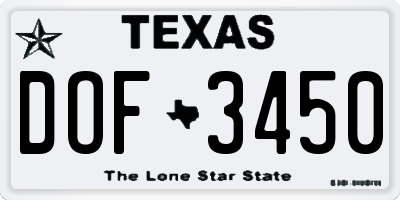 TX license plate DOF3450