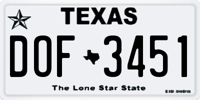 TX license plate DOF3451