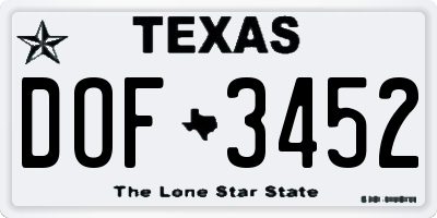 TX license plate DOF3452