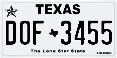 TX license plate DOF3455