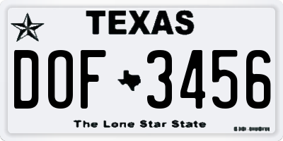 TX license plate DOF3456