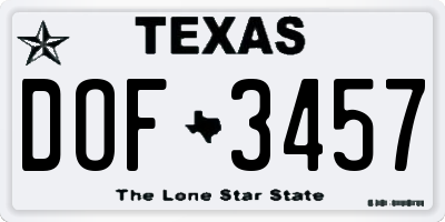 TX license plate DOF3457