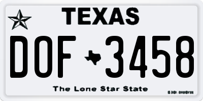 TX license plate DOF3458