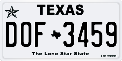 TX license plate DOF3459
